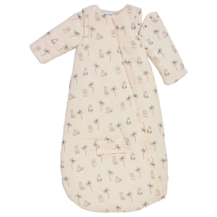 Douillette nomade - CANDIDE - 90 cm - 9/24 mois - Manches amovibles - Blanc imprimé lange tigre