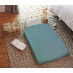 Housse de matelas a langer - CANDIDE - Eponge - 50 x 75 cm - Bleu canard