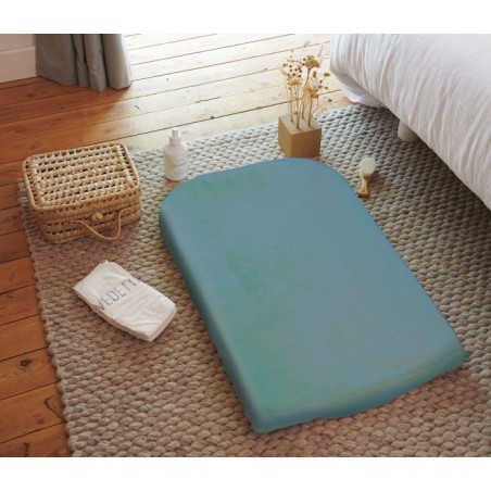 Housse de matelas a langer - CANDIDE - Eponge - 50 x 75 cm - Bleu canard