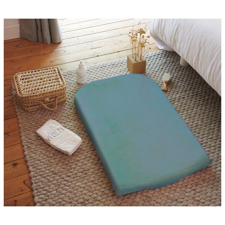 Housse de matelas a langer - CANDIDE - Eponge - 50 x 75 cm - Bleu canard