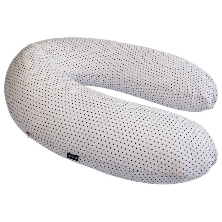 Coussin de maternité - CANDIDE - Jersey imprimé étoiles - Blanc / Bleu marine Coussin de maternité - CANDIDE - Jersey imprimé étoiles - Blanc / Bleu marine