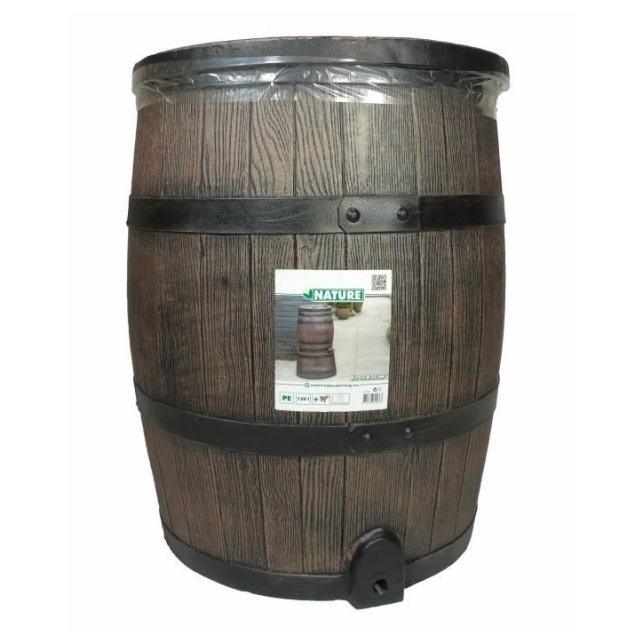Récupérateur d'eau - NATURE - Baril d'eau de pluie avec aspect de bois - Capacité 120L - Marron - 50,5x66 cm Récupérateur d'eau - NATURE - Baril d'eau de pluie avec aspect de bois - Capacité 120L - Marron - 50,5x66 cm