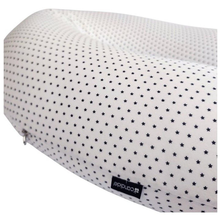 Coussin de maternité - CANDIDE - Jersey imprimé étoiles - Blanc / Bleu marine Coussin de maternité - CANDIDE - Jersey imprimé étoiles - Blanc / Bleu marine