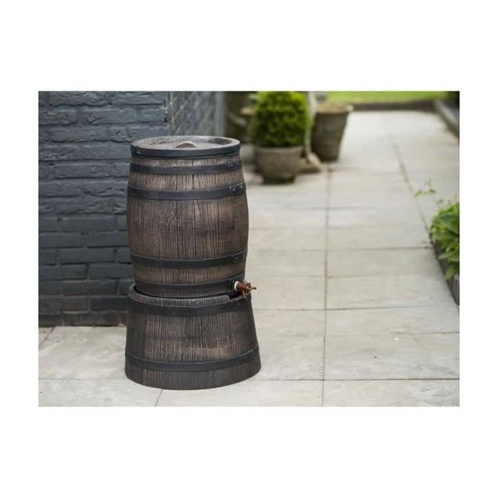 Récupérateur d'eau - NATURE - Baril d'eau de pluie avec aspect de bois - Capacité 120L - Marron - 50,5x66 cm Récupérateur d'eau - NATURE - Baril d'eau de pluie avec aspect de bois - Capacité 120L - Marron - 50,5x66 cm