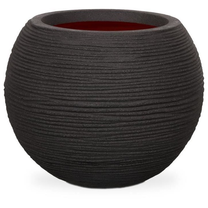 CAPI EUROPE Pot de fleurs rond NATURE RIB - 40x32 cm - Noir CAPI EUROPE Pot de fleurs rond NATURE RIB - 40x32 cm - Noir