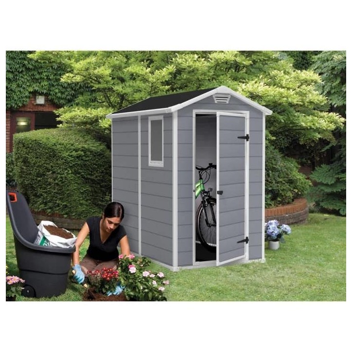 Abri de jardin 2,5 m² KETER Manor 46S, 192 x 130 x 198 cm - Abri résistant aux intempéries, Gris