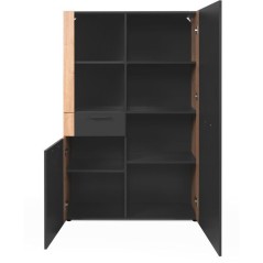 Buffet Haut CENTO - Gris Anthracite & Chene Artisan - 2 portes, 2 nich