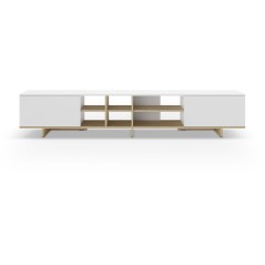 Meuble TV CEQUOIA – Coloris chene & blanc – 2 portes abattantes et