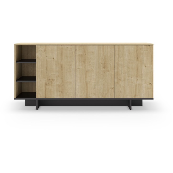 Buffet CEQUOIA – Chene & Noir – 3 portes, 3 niches – 170 x 40 x 80 cm Buffet CEQUOIA – Chene & Noir – 3 portes, 3 niches – 170 x 40 x 80 cm