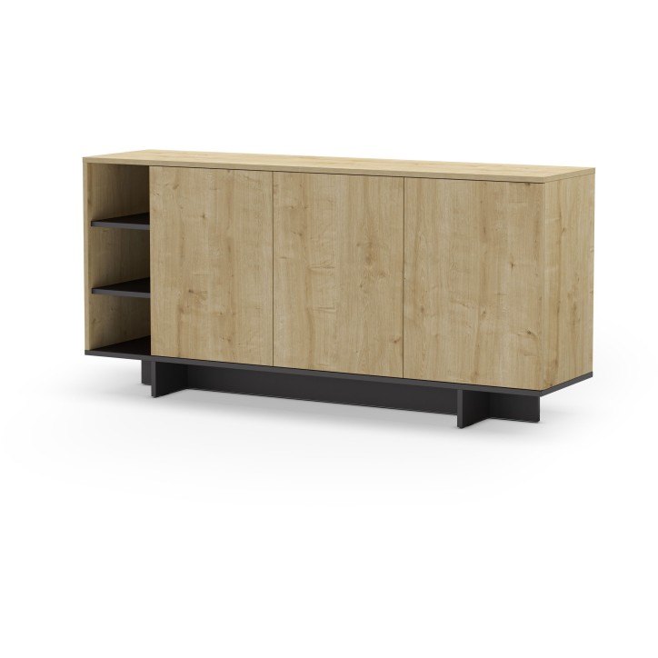 Buffet CEQUOIA – Chene & Noir – 3 portes, 3 niches – 170 x 40 x 80 cm Buffet CEQUOIA – Chene & Noir – 3 portes, 3 niches – 170 x 40 x 80 cm
