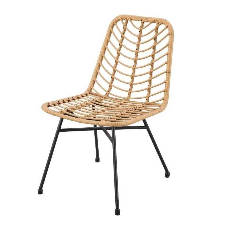 Lot de 2 chaises de jardin KOMODO - Imitation rotin naturel - Structur