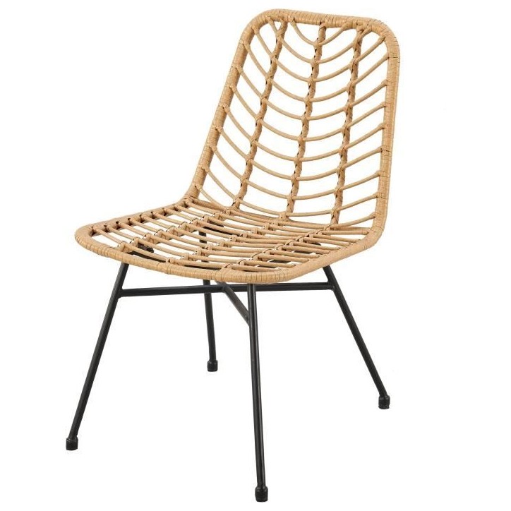 Lot de 2 chaises de jardin KOMODO - Imitation rotin naturel - Structure acier - L48 x P 47 x H 88 cm