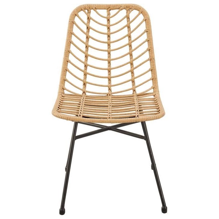 Lot de 2 chaises de jardin KOMODO - Imitation rotin naturel - Structure acier - L48 x P 47 x H 88 cm