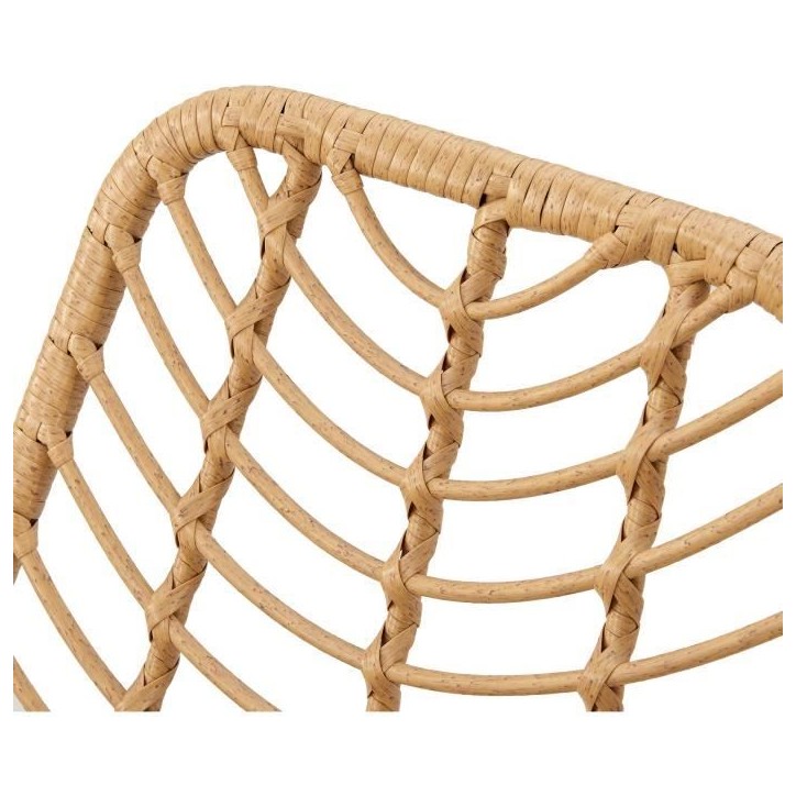 Lot de 2 chaises de jardin KOMODO - Imitation rotin naturel - Structure acier - L48 x P 47 x H 88 cm