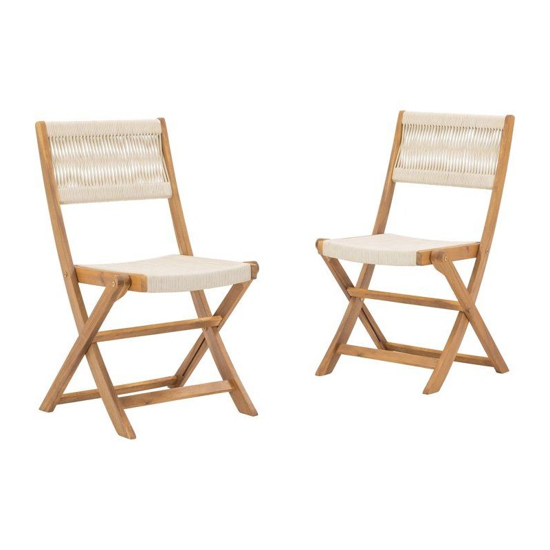Lot de 2 chaises de jardin pliantes - AWANA - Bois d'acacia FSC - Cord