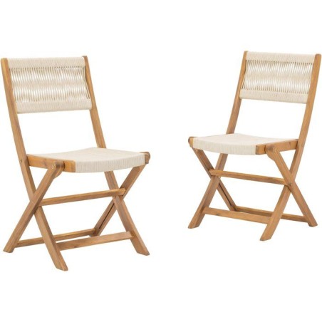 Lot de 2 chaises de jardin pliantes - AWANA - Bois d'acacia FSC - Cord