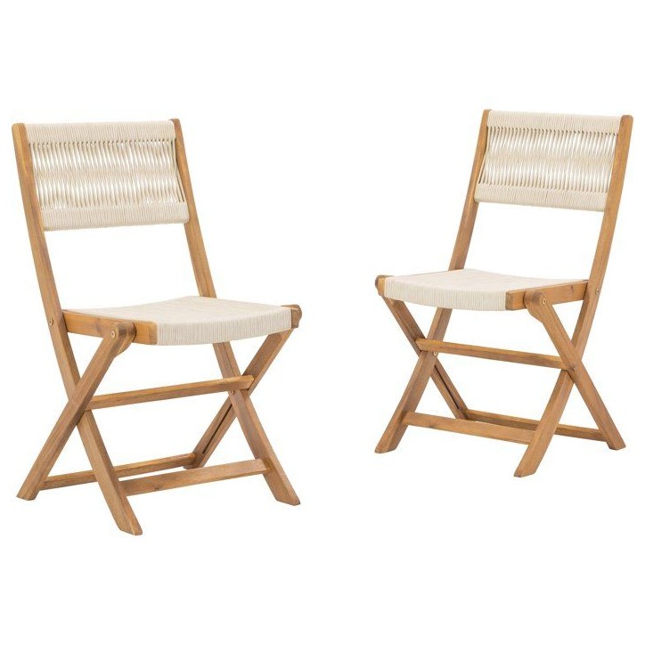 Lot de 2 chaises de jardin pliantes - AWANA - Bois d'acacia FSC - Cordage tressé - 52 x 48 x 85 cm Lot de 2 chaises de jardin pliantes - AWANA - Bois d'acacia FSC - Cordage tressé - 52 x 48 x 85 cm