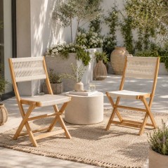 Lot de 2 chaises de jardin pliantes - AWANA - Bois d'acacia FSC - Cord