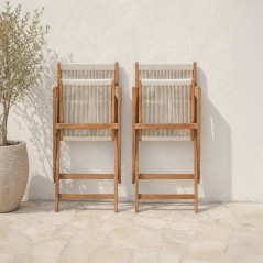Lot de 2 chaises de jardin pliantes - AWANA - Bois d'acacia FSC - Cord