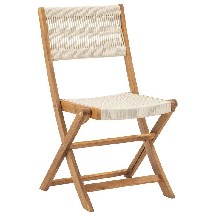 Lot de 2 chaises de jardin pliantes - AWANA - Bois d'acacia FSC - Cordage tressé - 52 x 48 x 85 cm Lot de 2 chaises de jardin pliantes - AWANA - Bois d'acacia FSC - Cordage tressé - 52 x 48 x 85 cm
