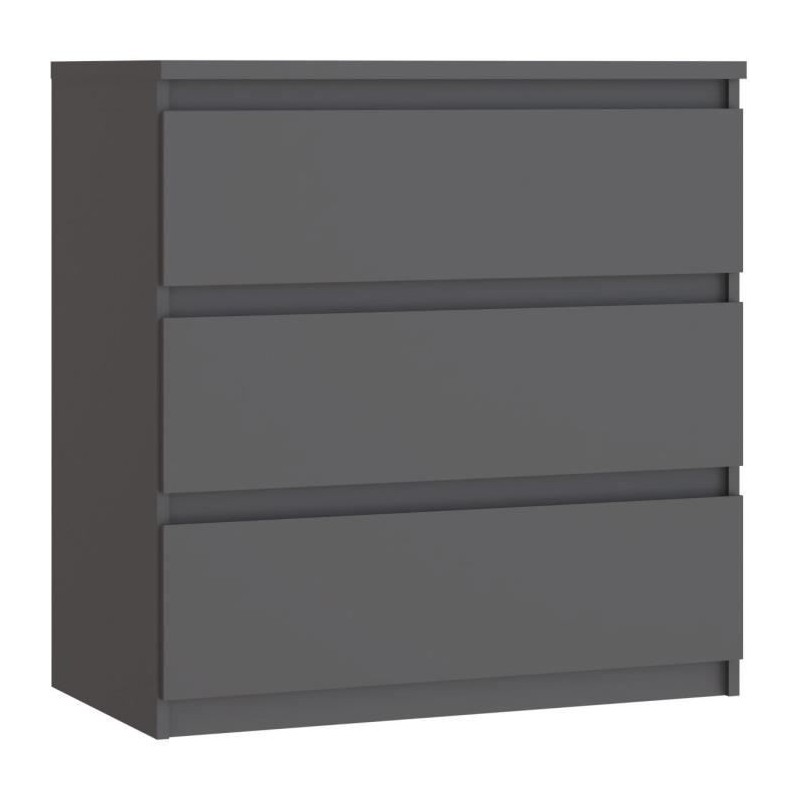 Commode CHELSEA 3 Tiroirs - Couleur gris anthracite - L 77,2 x P 42 x