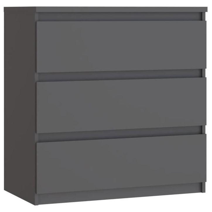 Commode CHELSEA 3 Tiroirs - Couleur gris anthracite - L 77,2 x P 42 x H 79,9 cm Commode CHELSEA 3 Tiroirs - Couleur gris anthracite - L 77,2 x P 42 x H 79,9 cm