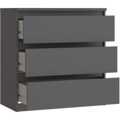 Commode CHELSEA 3 Tiroirs - Couleur gris anthracite - L 77,2 x P 42 x