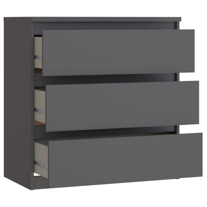 Commode CHELSEA 3 Tiroirs - Couleur gris anthracite - L 77,2 x P 42 x H 79,9 cm Commode CHELSEA 3 Tiroirs - Couleur gris anthracite - L 77,2 x P 42 x H 79,9 cm