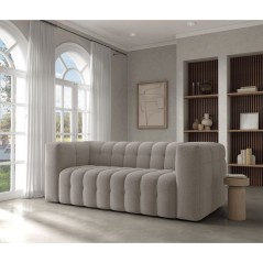 Canapé fixe - 3 places - CHESTER - Tissu Beige - 212 x 105 x 76 cm