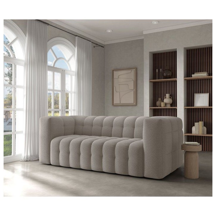 Canapé fixe - 3 places - CHESTER - Tissu Beige - 212 x 105 x 76 cm Canapé fixe - 3 places - CHESTER - Tissu Beige - 212 x 105 x 76 cm
