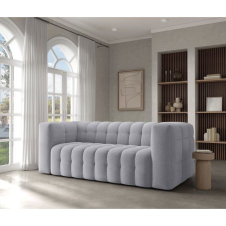 Canapé fixe - 3 places - CHESTER - Tissu Gris clair - 212 x 105 x 76 cm