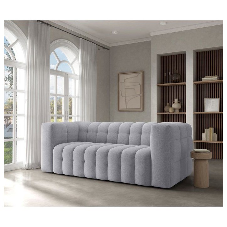 Canapé fixe - 3 places - CHESTER - Tissu Gris clair - 212 x 105 x 76 cm Canapé fixe - 3 places - CHESTER - Tissu Gris clair - 212 x 105 x 76 cm