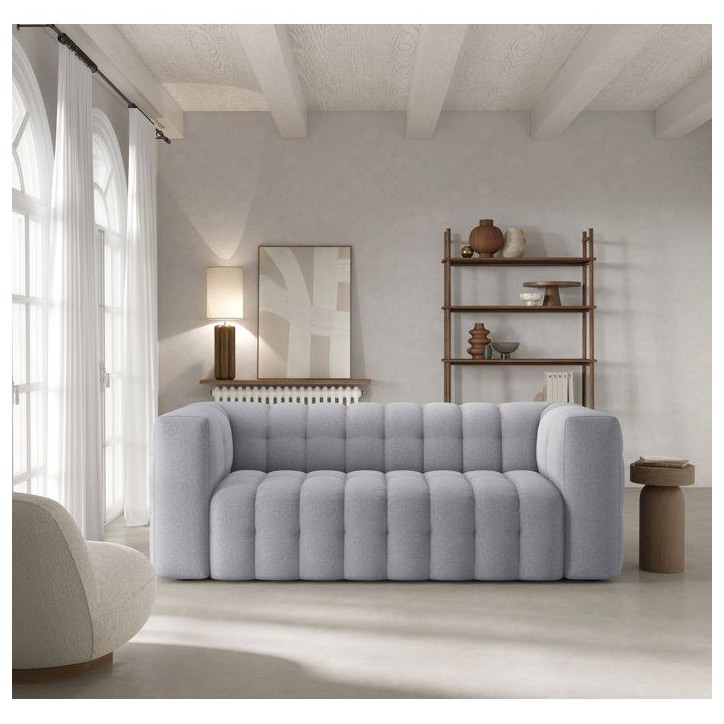 Canapé fixe - 3 places - CHESTER - Tissu Gris clair - 212 x 105 x 76 cm Canapé fixe - 3 places - CHESTER - Tissu Gris clair - 212 x 105 x 76 cm