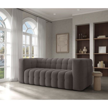Canapé fixe - 3 places - CHESTER - Tissu Gris anthracite - 212 x 105 x 76 cm