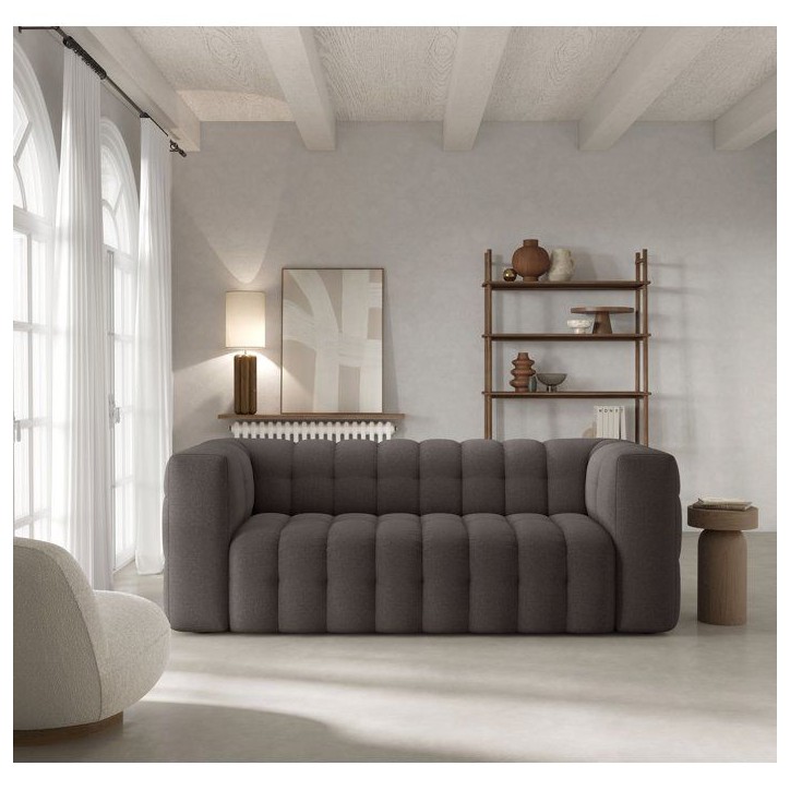Canapé fixe - 3 places - CHESTER - Tissu Gris anthracite - 212 x 105 x 76 cm Canapé fixe - 3 places - CHESTER - Tissu Gris anthracite - 212 x 105 x 76 cm