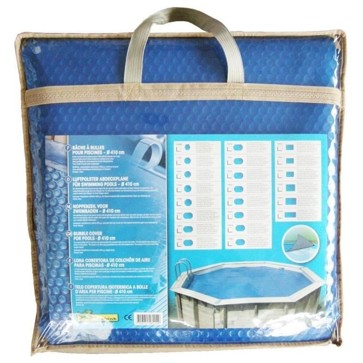 Bâche a bulles pour piscine bois - UBBINK - Rectangulaire 250x450 - Bleue - 400 microns