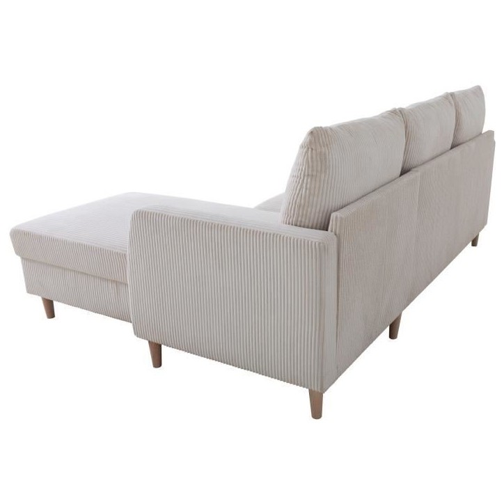 Canapé d'angle fixe - 3 places - CHIPY - Tissu Lincoln Perle - Pieds bois nature - 192 x 82 x 138 cm Canapé d'angle fixe - 3 places - CHIPY - Tissu Lincoln Perle - Pieds bois nature - 192 x 82 x 138 cm