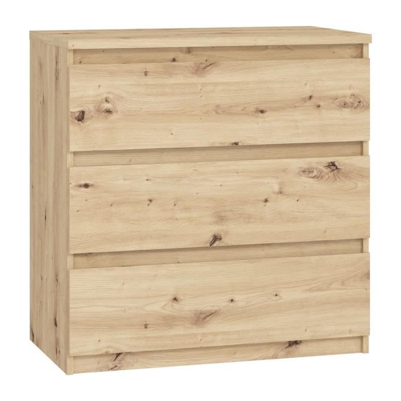 Commode CHELSEA 3 tiroirs - L 77,2 x P 42 x H 79,9 cm - Décor chene a