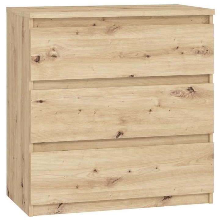 Commode CHELSEA 3 tiroirs - L 77,2 x P 42 x H 79,9 cm - Décor chene artisan