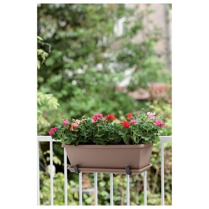 ELHO Soucoupe Barcelona Balconniere 50 - L16,7 x l45,5 x H3 cm - Taupe - Plastique