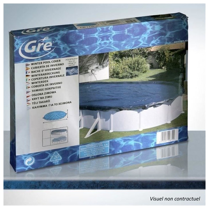 GRE - Bâche d'hivernage pour piscine tubulaire hors-sol ronde GRE - Ø4m a Ø4,60m - 120g/m² - noir GRE - Bâche d'hivernage pour piscine tubulaire hors-sol ronde GRE - Ø4m a Ø4,60m - 120g/m² - noir