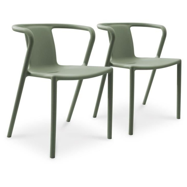 Lot composé de 2 fauteuils de jardin - CITY GARDEN - DIEGO-FT - Olive - Empilables Lot composé de 2 fauteuils de jardin - CITY GARDEN - DIEGO-FT - Olive - Empilables
