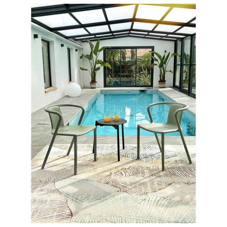 Lot composé de 2 fauteuils de jardin - CITY GARDEN - DIEGO-FT - Olive - Empilables Lot composé de 2 fauteuils de jardin - CITY GARDEN - DIEGO-FT - Olive - Empilables