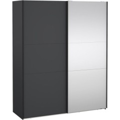 Armoire de chambre - COMO - Gris mat - 2 portes coulissantes dont 1 av