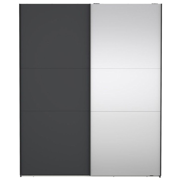 Armoire de chambre - COMO - Gris mat - 2 portes coulissantes dont 1 avec miroir - 178,5 x 66,6 x 220,4 cm