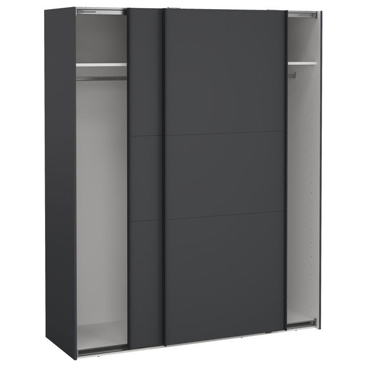 Armoire de chambre - COMO - Gris mat - 2 portes coulissantes - 178,5 x 66,6 x 220,4 cm