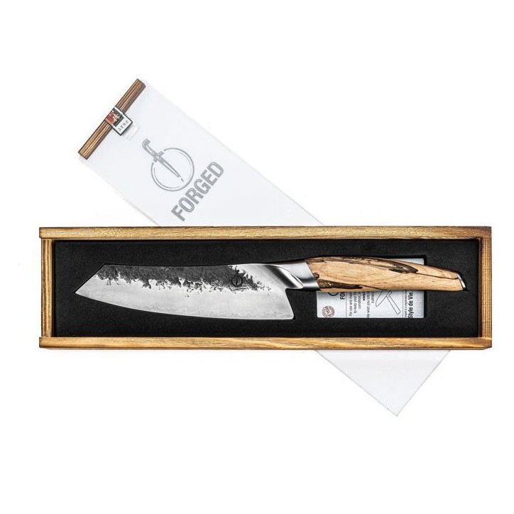 Couteau Santoku - FORGED - KATAI - Acier VG10 - Manche en bois de racine - L 18 cm
