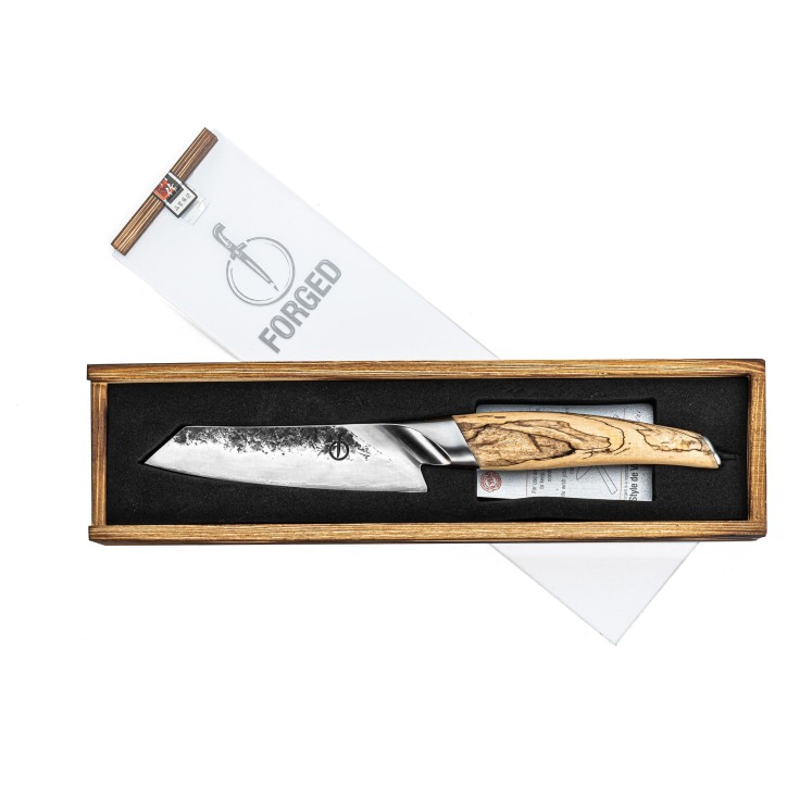Couteau Santoku - FORGED - KATAI - Acier VG10 - Manche en bois de racine - L 14 cm