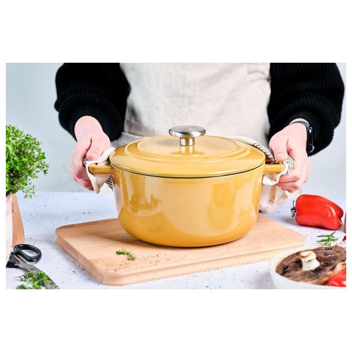 Cocotte avec couvercle - COSY & TRENDY - FONTESTIC - Fonte émaillée- Ø24 cm - 4,6 L - Tous feux dont induction - Ambre