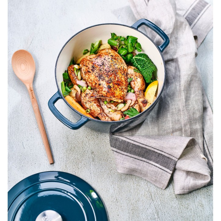 Cocotte avec couvercle - COSY & TRENDY - FONTESTIC - Fonte émaillée- Ø24 cm - 4,6 L - Tous feux dont induction - Bleu